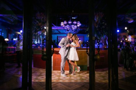A couple kissing at the ball and chain in Miami