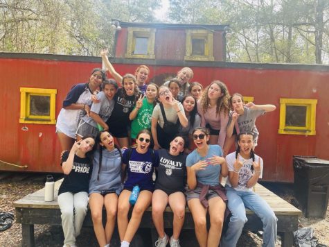 Cabins pose with their CITs; Photograph by cabins camp counselor