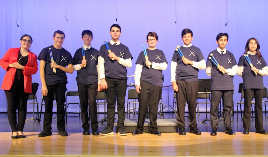 The Riviera Drumline performing at the 2022 Riviera Winter Showcase