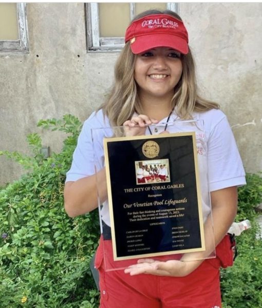 On August 23, 2023, Junior Isabel ONaghten and her team of lifeguards is recognized by the city of Coral Gables commission and mayor for their heroic achievements.